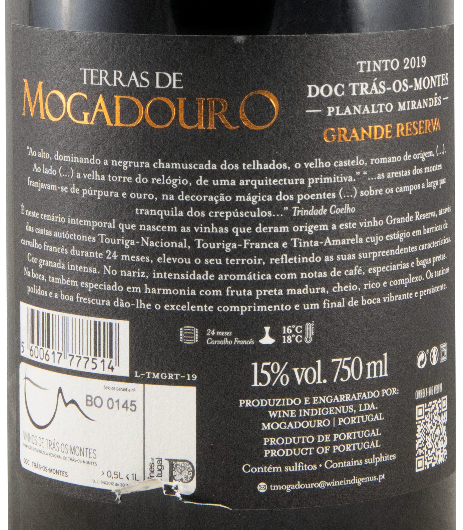 2019 Terras de Mogadouro Grande Reserva tinto