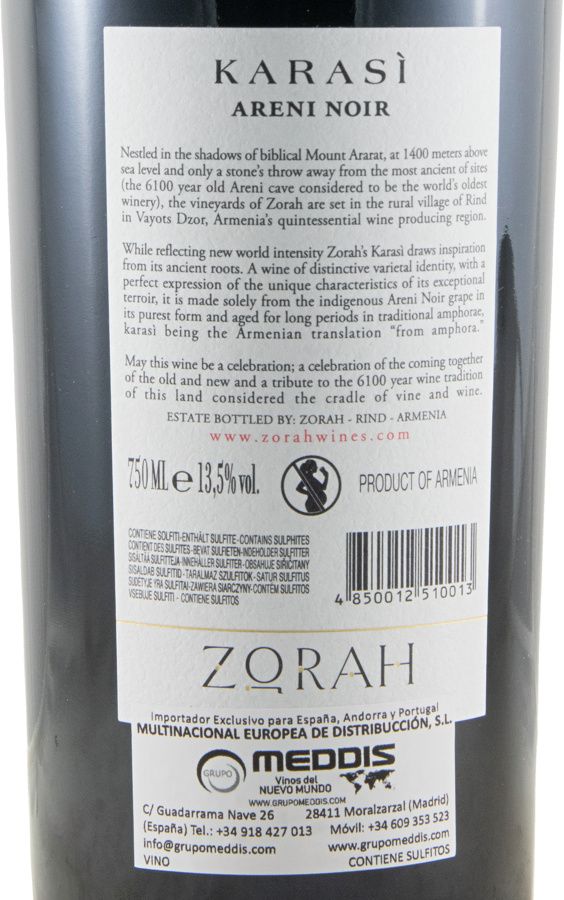 2022 Zorah Karasì Areni Noir red