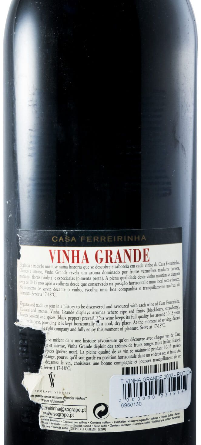 2002 Casa Ferreirinha Vinha Grande tinto (rótulo danificado)