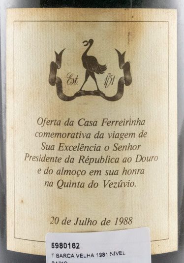 1981 Barca Velha tinto (nível baixo)