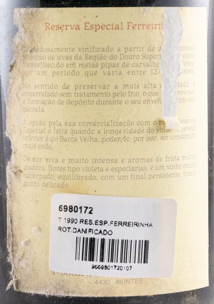 1990 Casa Ferreirinha Reserva Especial tinto (rótulo danificado)