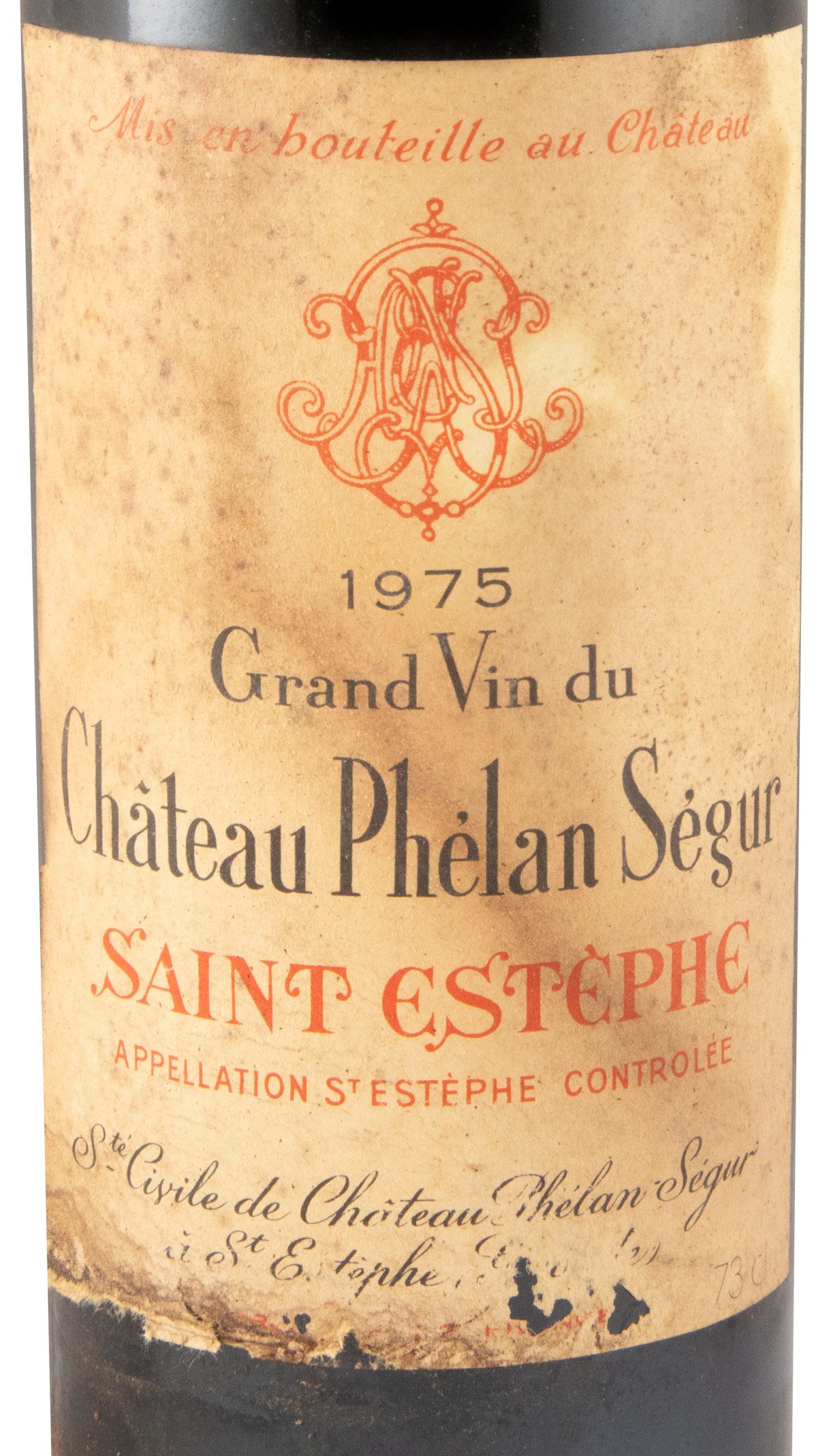 1975 Château Phélan Ségur Saint-Estèphe tinto (nível baixo)