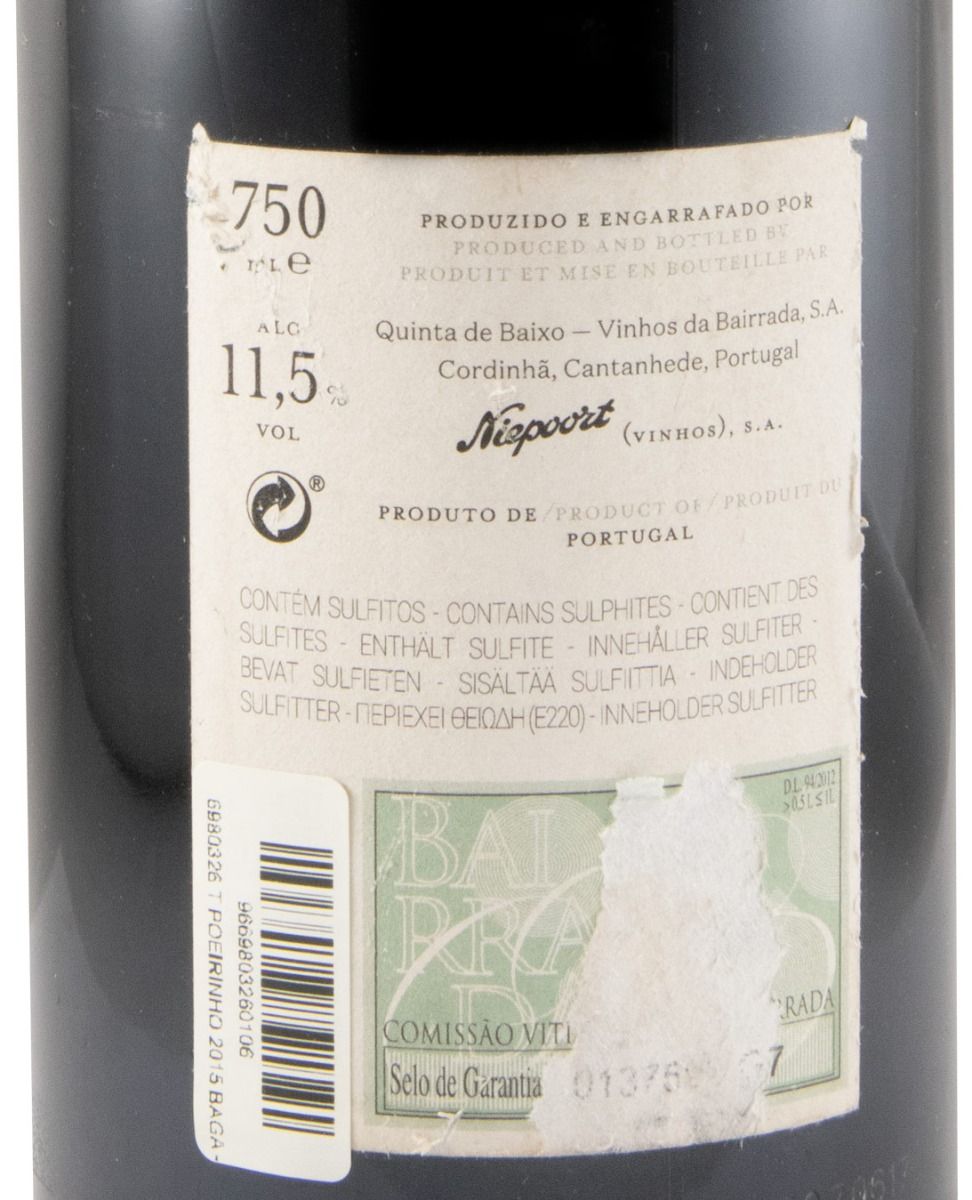 2015 Niepoort Quinta de Baixo Poeirinho Baga tinto (rótulo danificado)