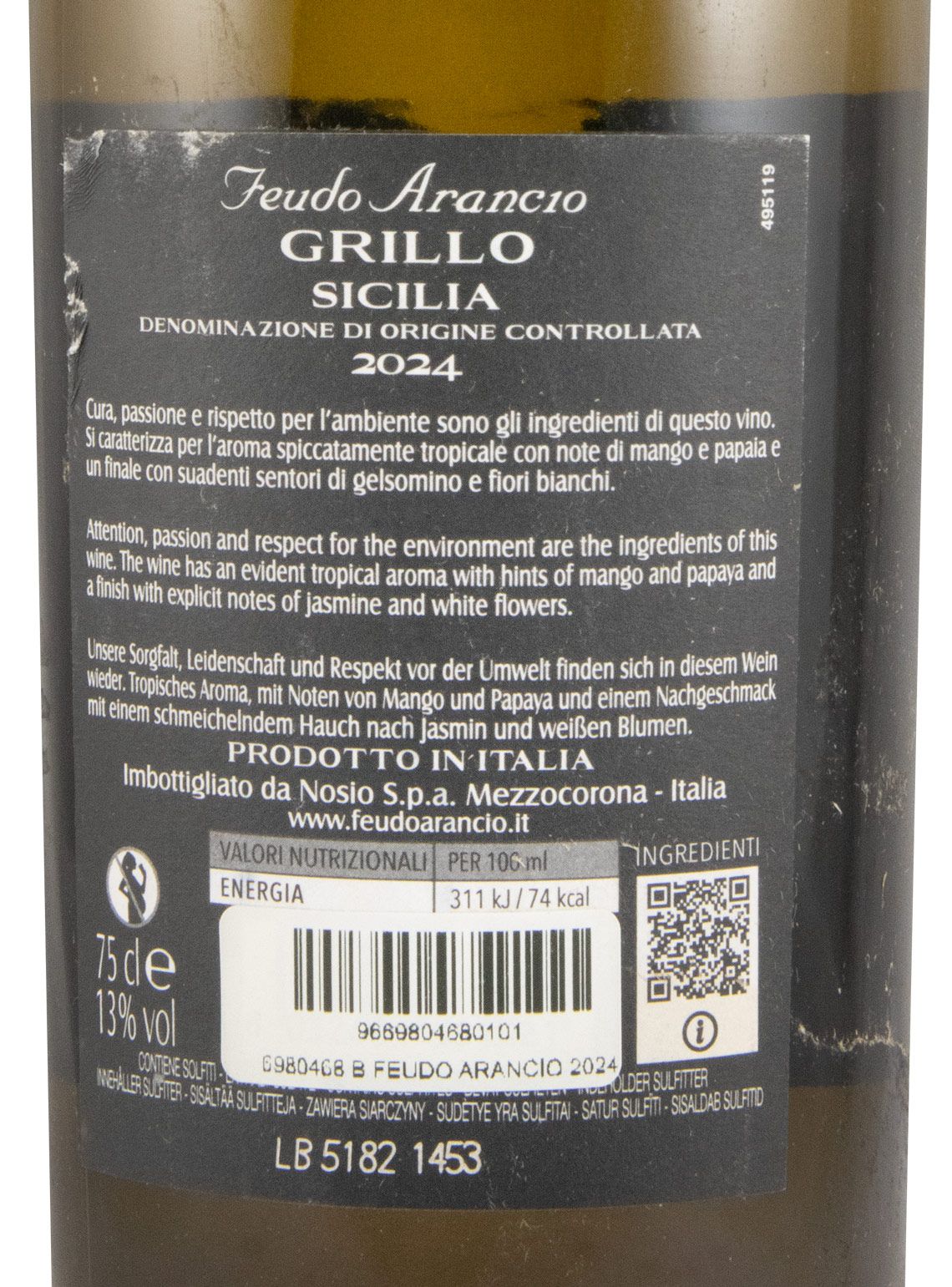 2024 Feudo Arancio Grillo branco (rótulo danificado)