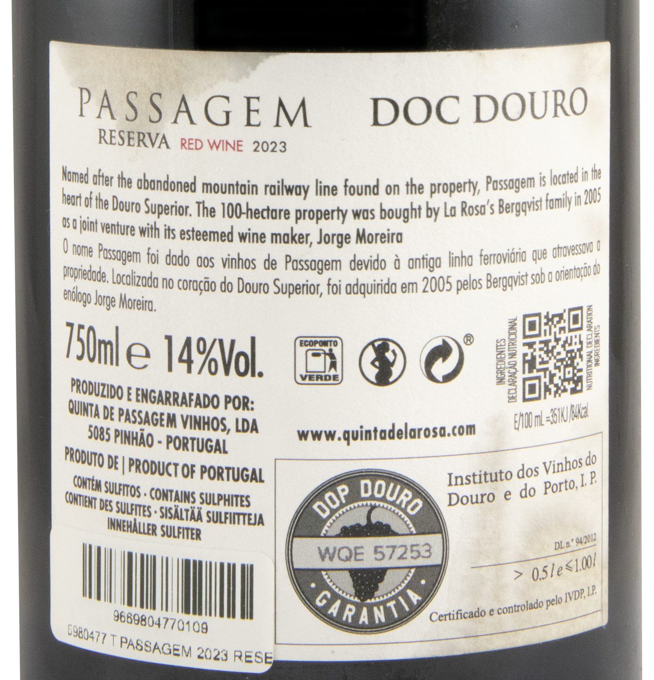 2023 Passagem Reserva tinto (rótulo danificado)