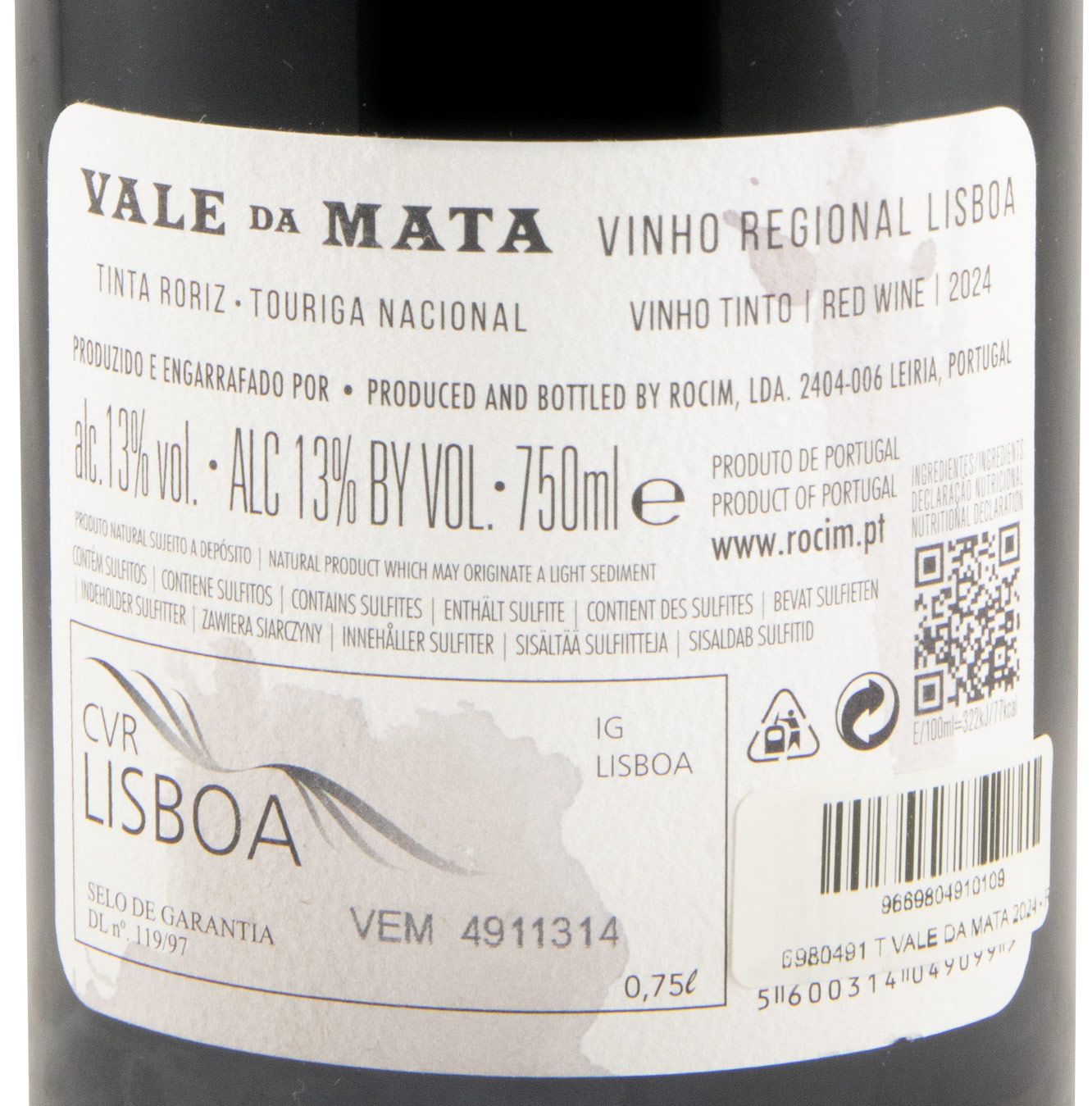 2024 Rocim Vale da Mata red (damaged label)