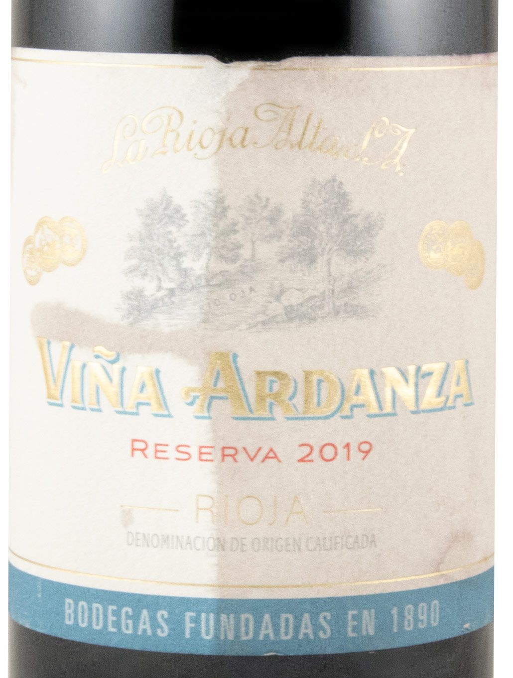 2019 La Rioja Alta Viña Ardanza Reserva tinto (rótulo danificado)