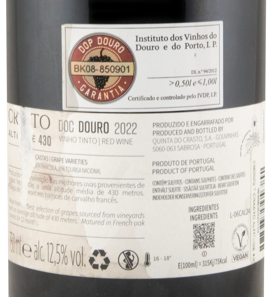 2022 Crasto Altitude 430 red (damaged label)