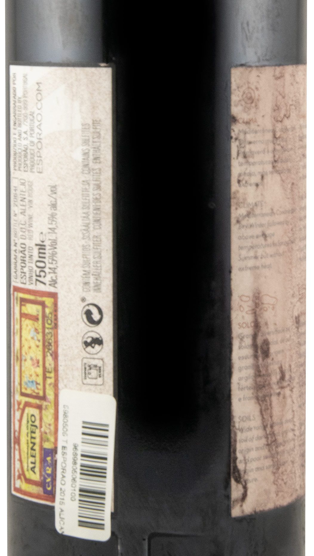 2015 Esporão Alicante Bouschet tinto (rótulo danificado)