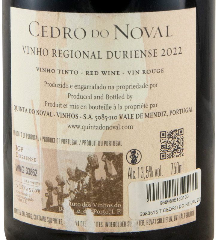 2022 Cedro do Noval tinto (rótulo danificado)