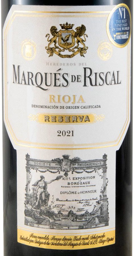 2021 Marqués de Riscal Reserva Rioja tinto (rótulo danificado)