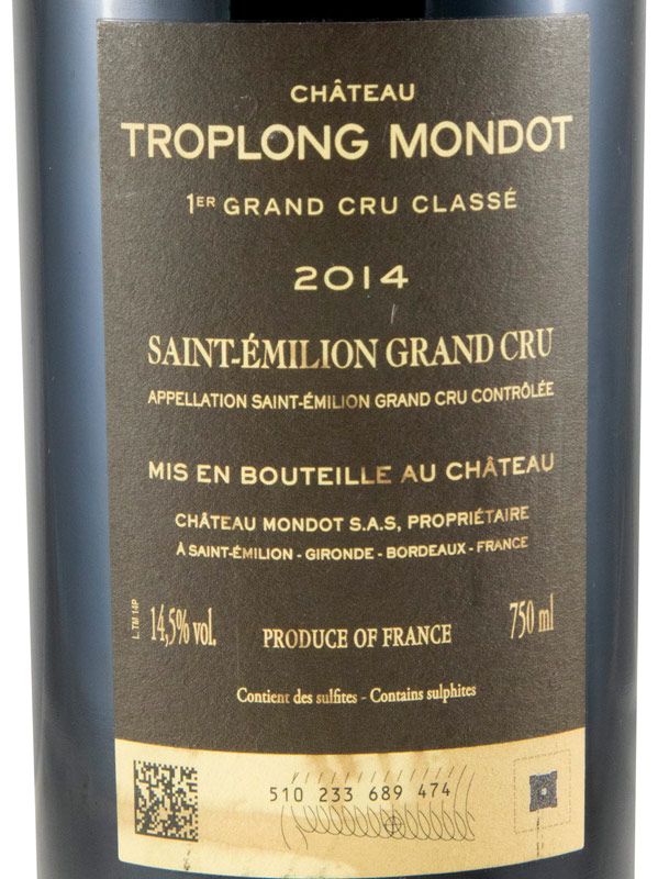 2014 Château Troplong Mondot Saint-Émilion tinto (rótulo danificado)