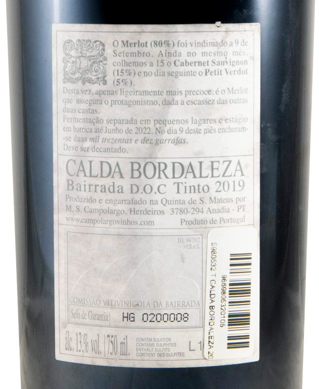2019 Campolargo Calda Bordaleza red (damaged label)