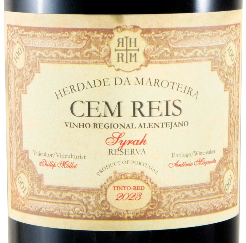 2023 Herdade da Maroteira Cem Reis Syrah Reserva red (damaged label and capsule)