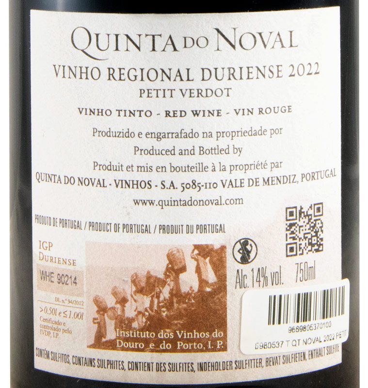 2022 Quinta do Noval Petit Verdot red (damaged label)