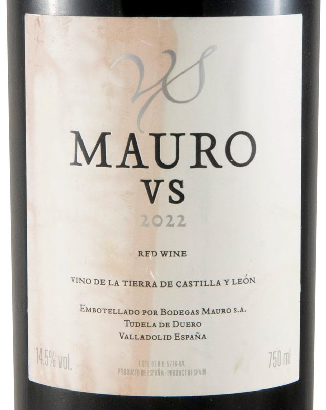 2022 Bodegas Mauro VS Castilla y León biológico tinto (rótulo danificado)