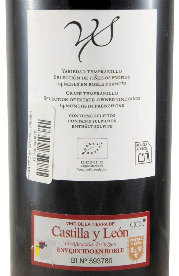 2022 Bodegas Mauro VS Castilla y León biológico tinto (rótulo danificado)