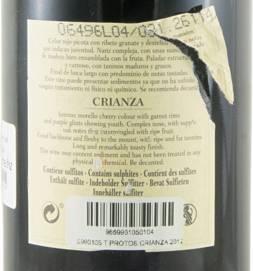 2012 Protos Crianza tinto (rótulo danificado)