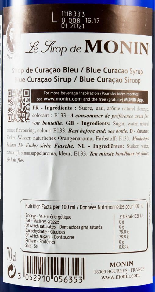 Xarope Coraçao Bleu Monin