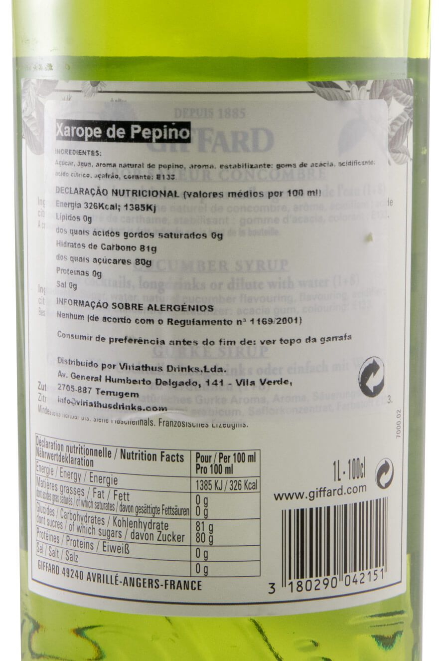 Xarope Cucumber Giffard 1L