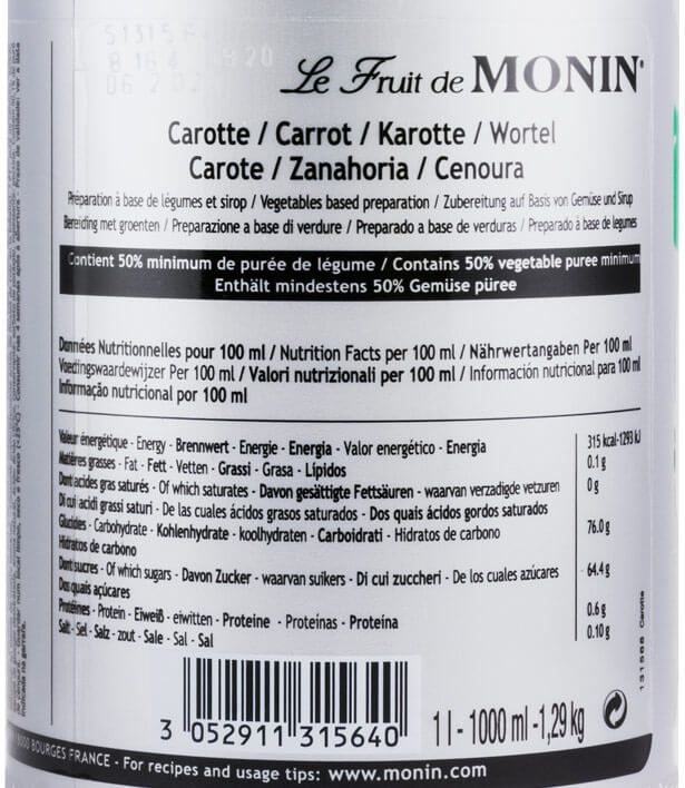 Puré de Fruta Monin Cenoura 1L