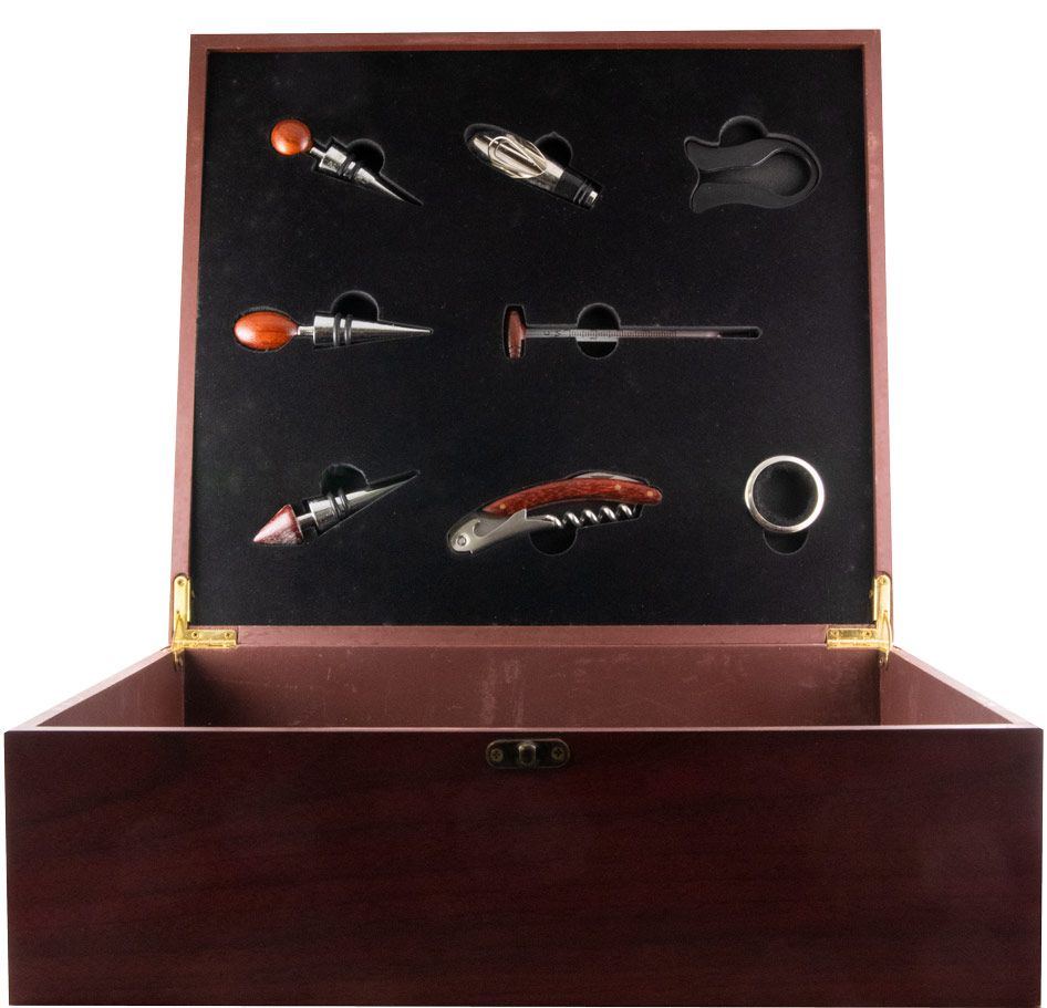 Wooden case for 3 Bottles w/Accessories