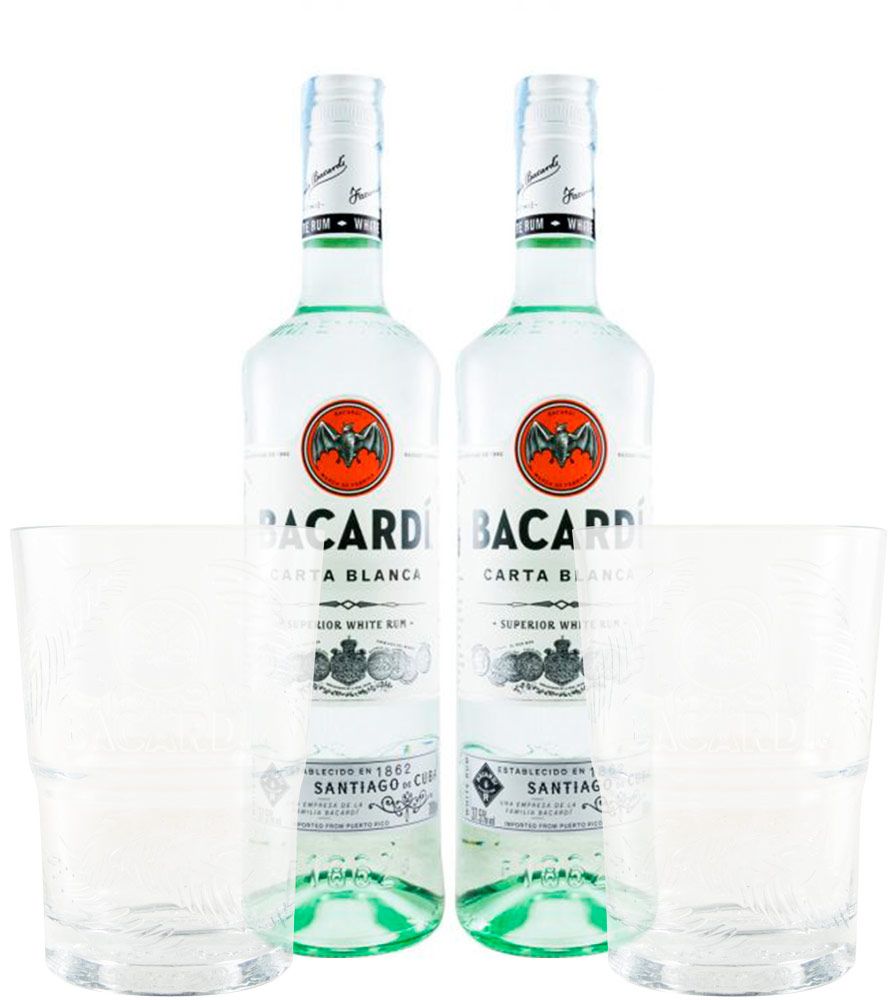 Conjunto Rum Bacardí c/2 Copos (2x70cl)