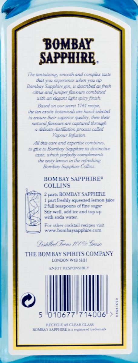 Set Gin Bombay Sapphire w/2 Glasses (2x70cl)