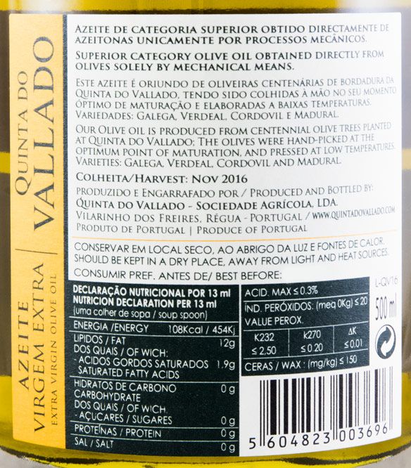 Azeite Virgem Extra Vallado 50cl