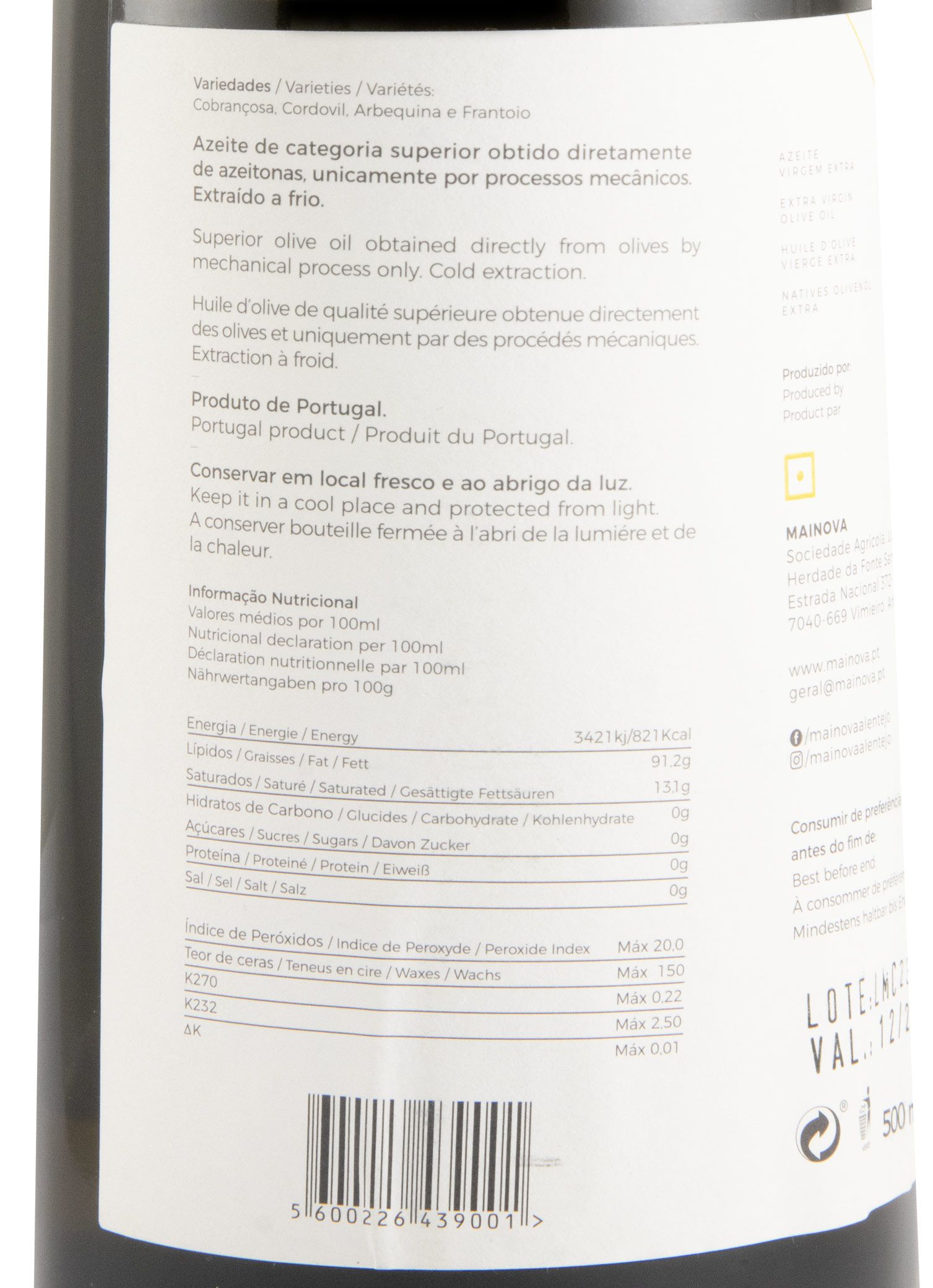 Azeite Virgem Extra Mainova Clássico 50cl