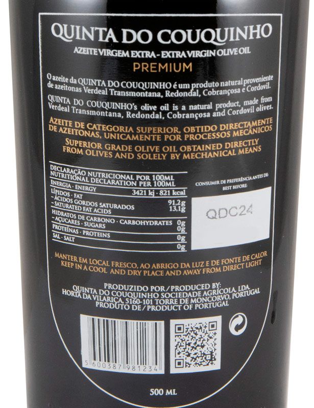 Olive Oil Extra Virgin Quinta do Couquinho Premium 50cl