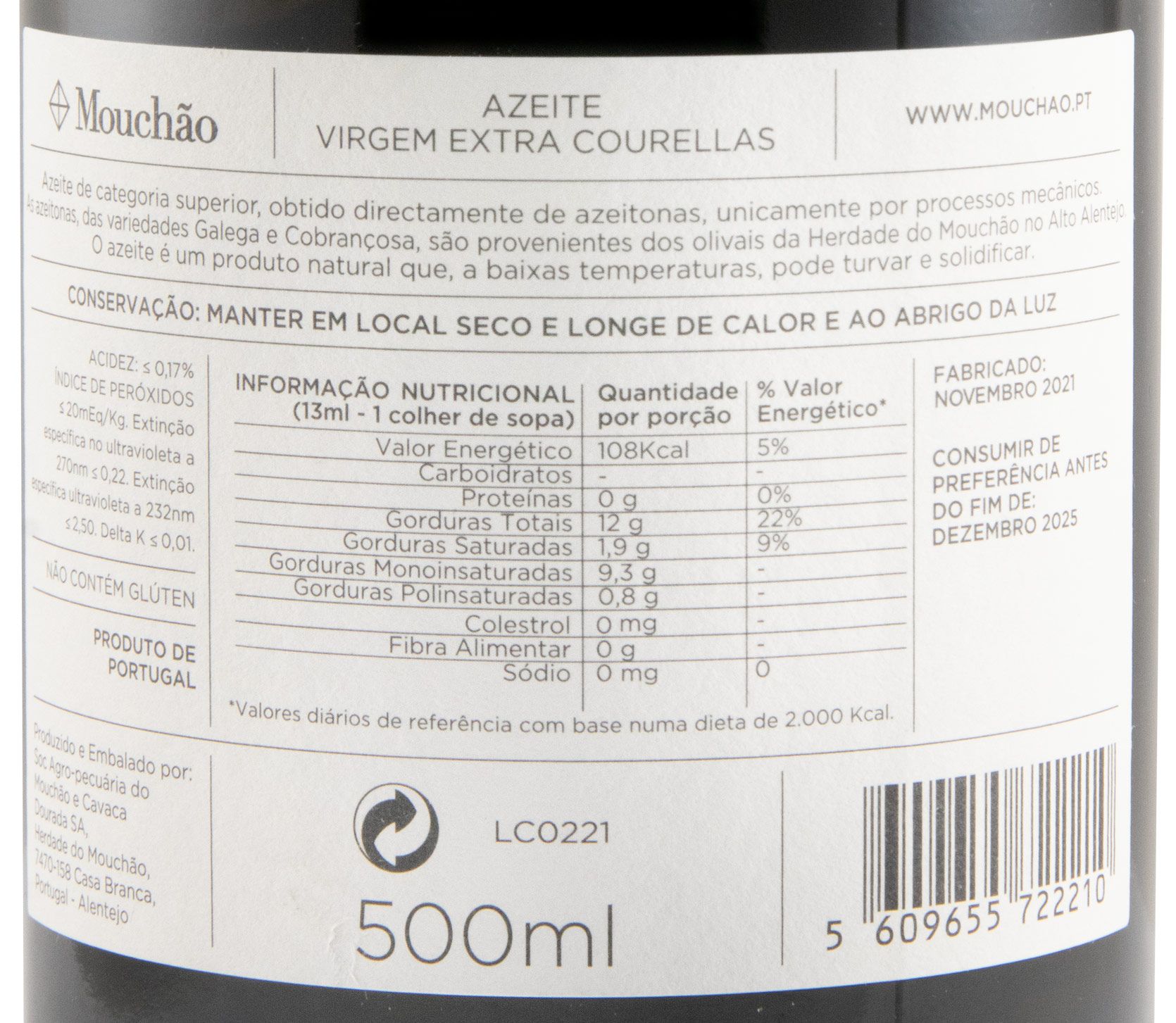 Olive Oil Extra Virgin Mouchão Courellas 50cl