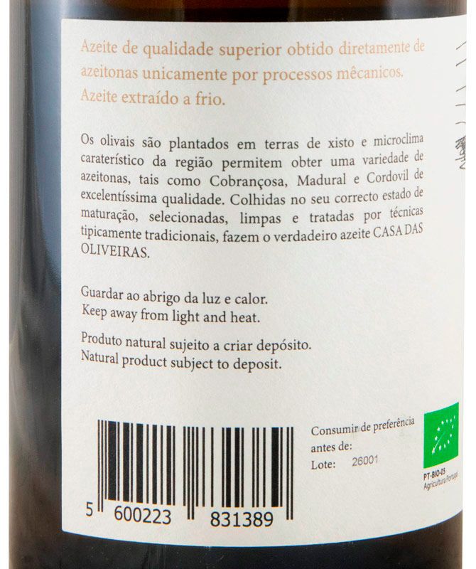 Azeite Virgem Extra Casa das Oliveiras biológico 50cl