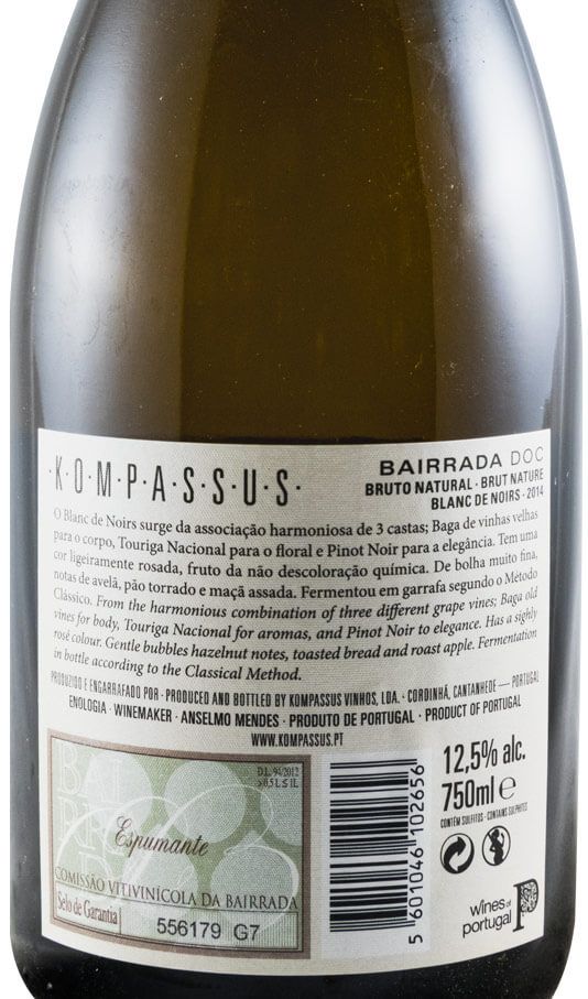 Espumante Kompassus Blanc de Noirs Bruto Natural