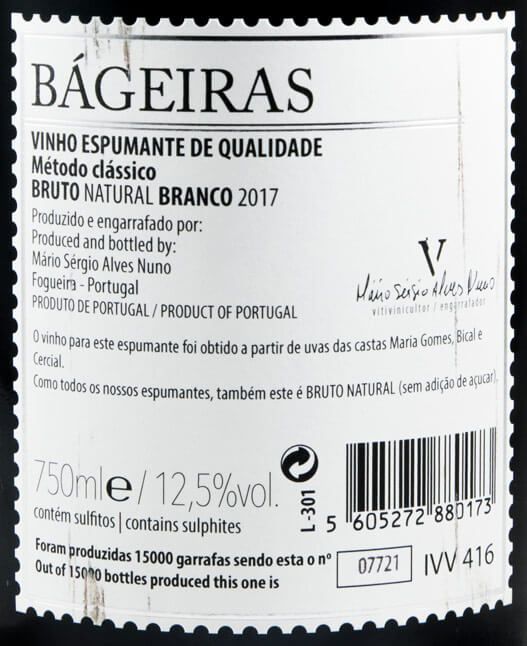 2017 Sparkling Wine Quinta das Bágeiras Brut Nature