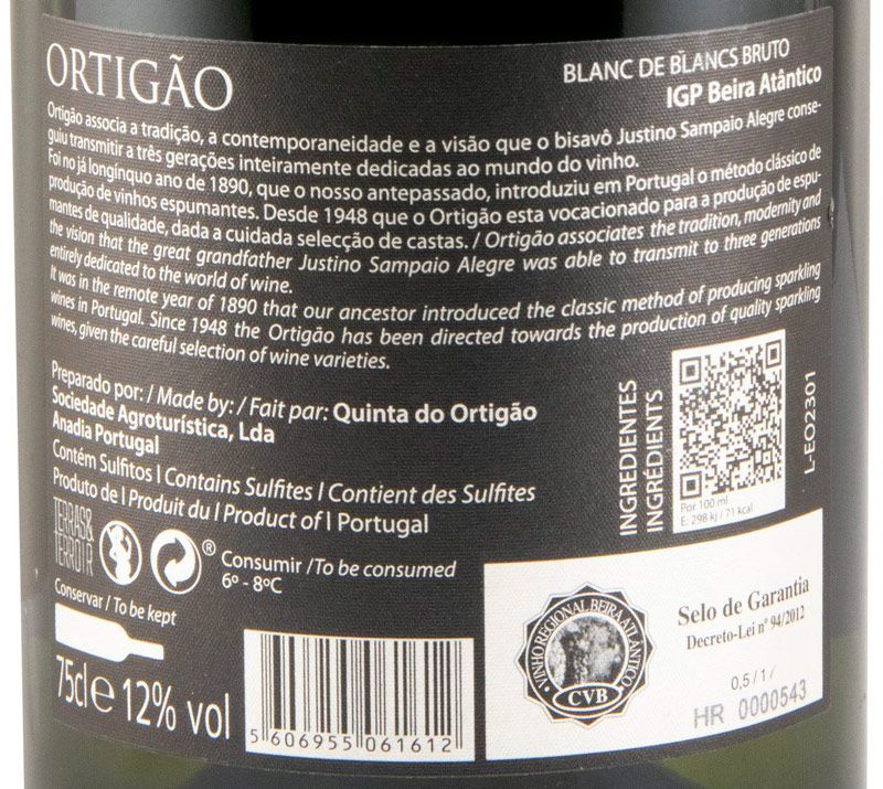 Sparkling Wine Ortigão Blanc de Blancs Brut