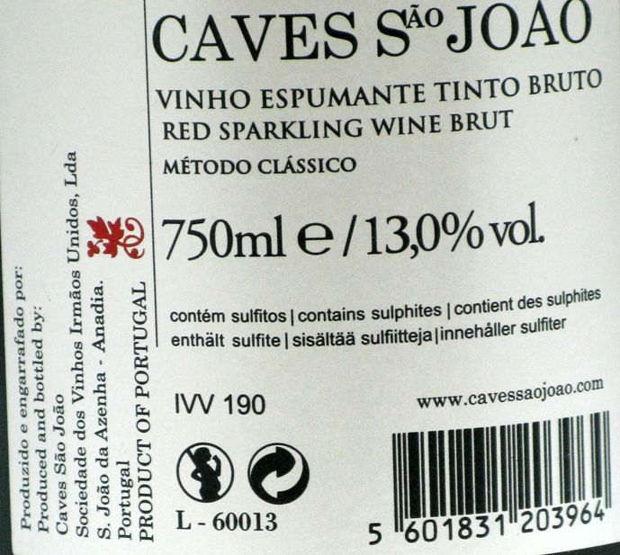 Sparkling Wine Caves São João Brut red