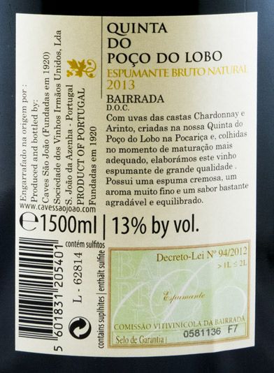 2013 Espumante Quinta do Poço do Lobo Arinto & Chardonnay Bruto Natural 1,5L