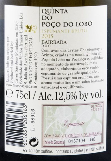 2015 Espumante Quinta do Poço do Lobo Arinto & Chardonnay Bruto Natural