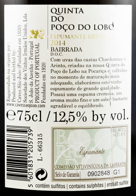 2014 Sparkling Wine Quinta do Poço do Lobo Arinto & Chardonnay Brut