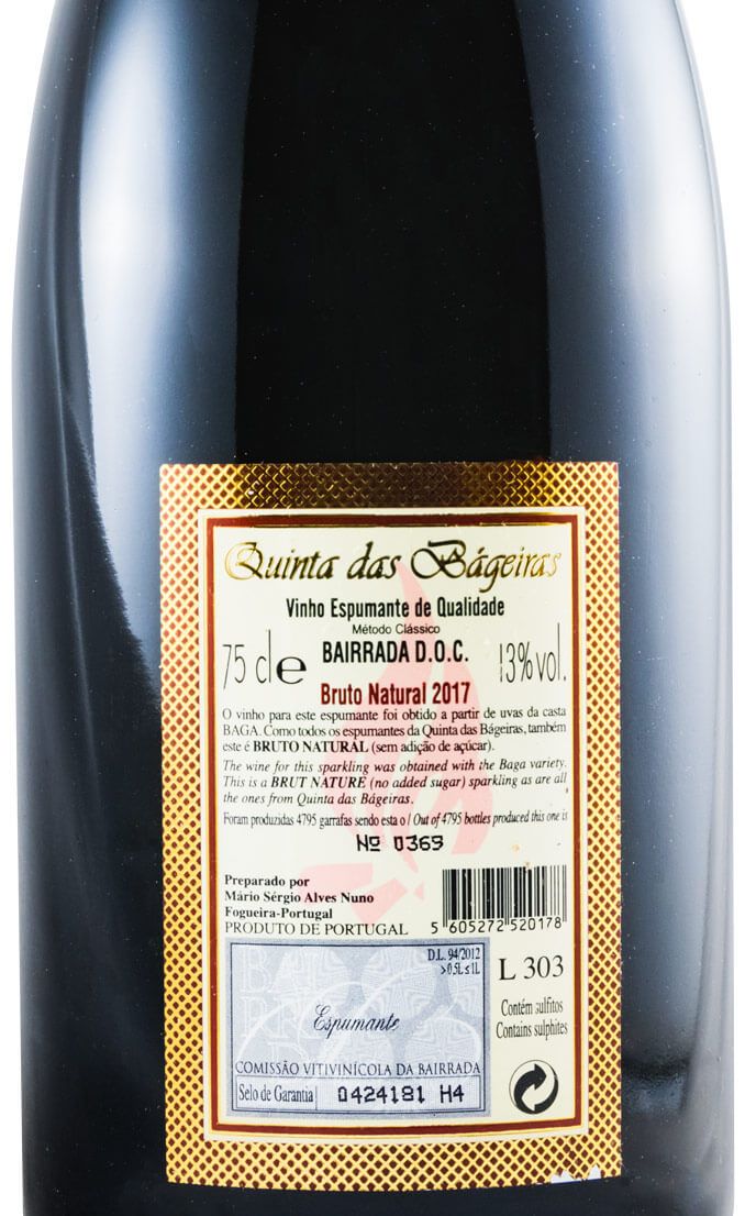 2017 Sparkling Wine Quinta das Bágeiras Brut Nature red