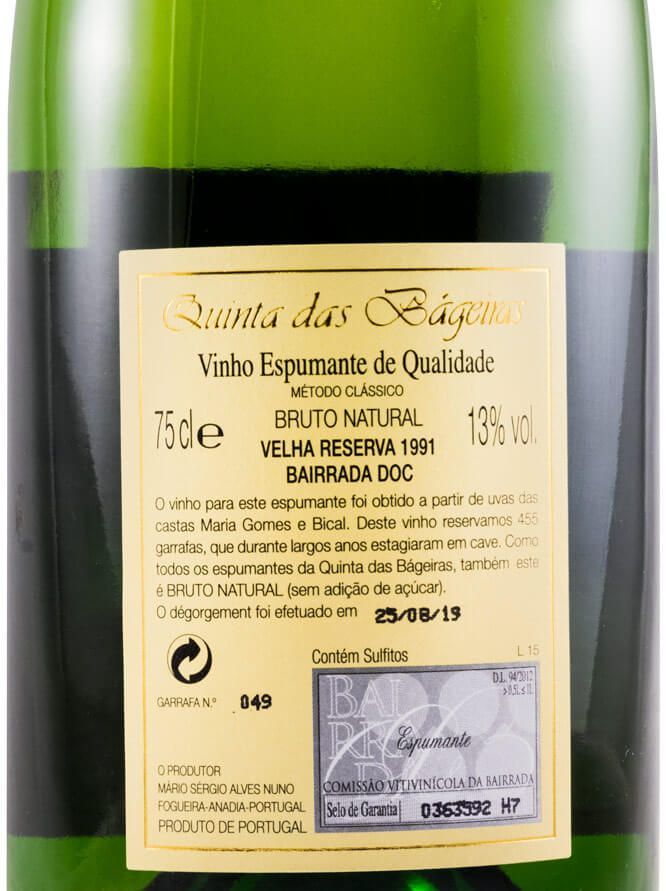 1991 Espumante Quinta das Bágeiras Velha Reserva Bruto Natural