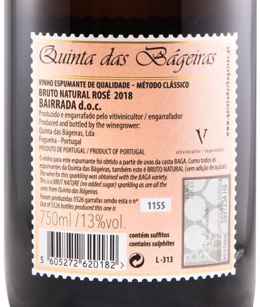 2018 Sparkling Wine Quinta das Bágeiras Brut Nature rose
