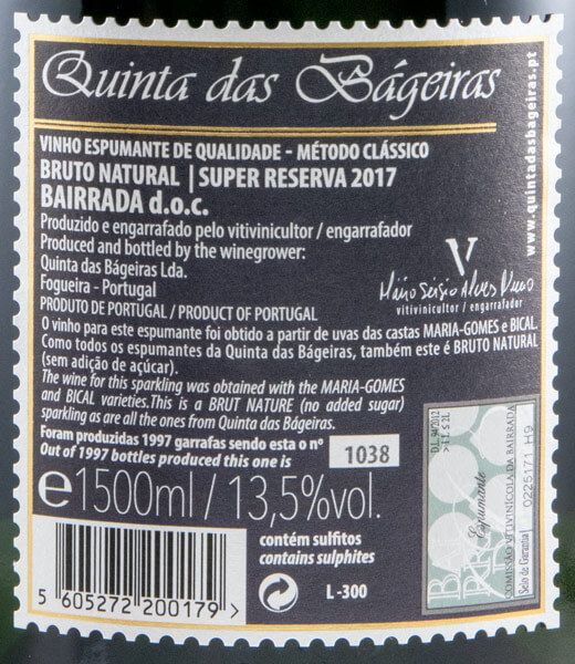 2017 Espumante Quinta das Bágeiras Super Reserva Bruto Natural 1,5L