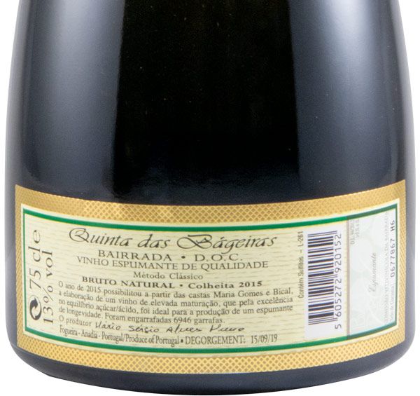 2015 Espumante Quinta das Bágeiras Grande Reserva Bruto Natural
