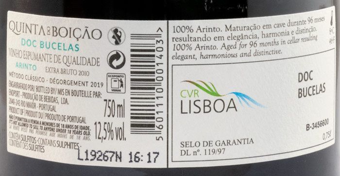 2010 Sparkling Wine Quinta do Boição Arinto Grande Cuvée Extra Brut