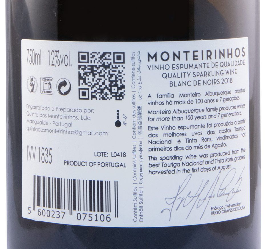 2018 Espumante Monteirinhos Blanc de Noirs Bruto Natural