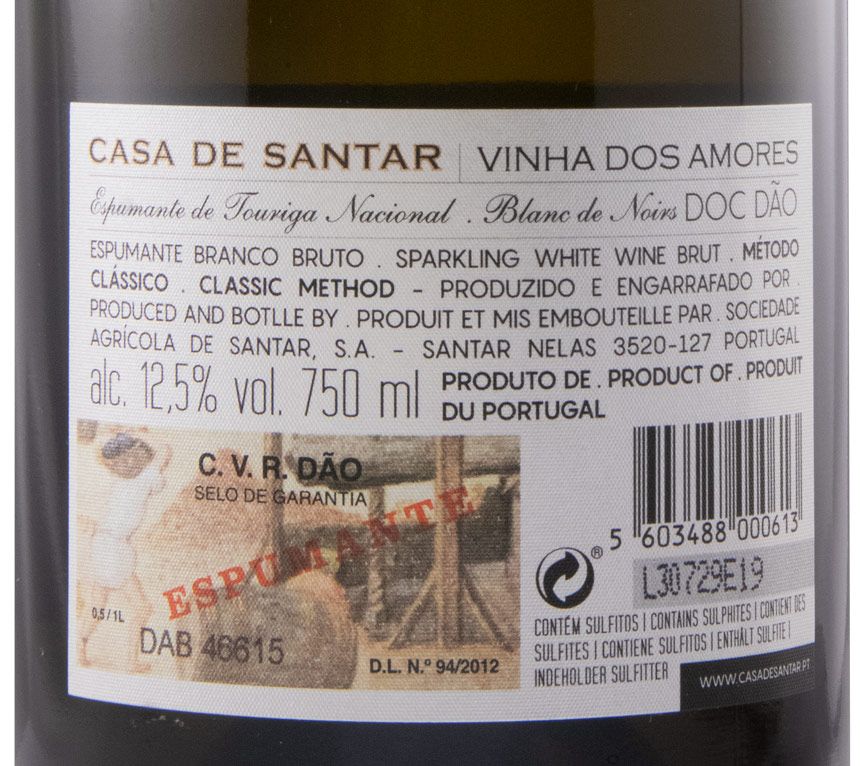 2014 Sparkling Wine Casa de Santar Vinha dos Amores Blanc de Noirs Brut