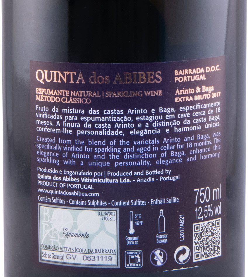 2017 Sparkling Wine Quinta dos Abibes Arinto & Baga Extra Brut
