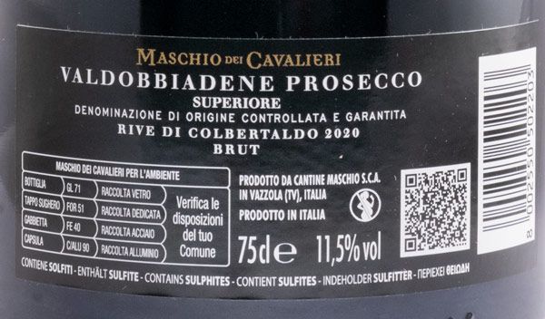 2020 Sparkling Wine Prosecco Maschio dei Cavalieri Valdobbiadene Brut